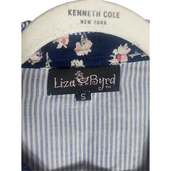 Liza Byrd Patchwork Button Down Shirt Women’s Small Rayon Long Sleeve Boho Chic - Picture 2 of 4